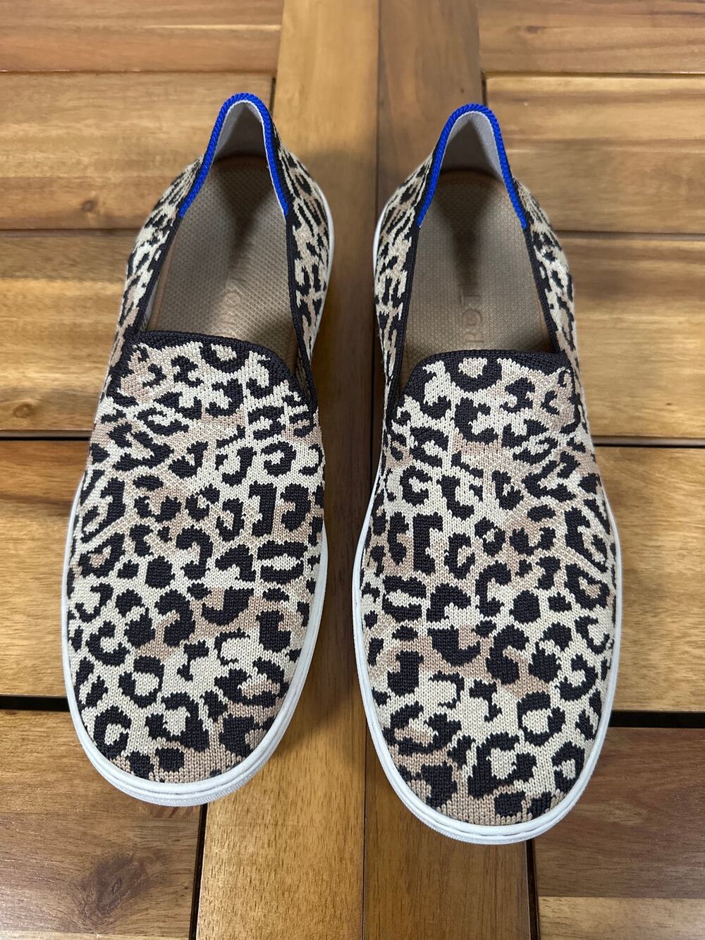 Rothy’s Women’s 10.5 Leopard Print Knit Slip On Sneakers Animal Print